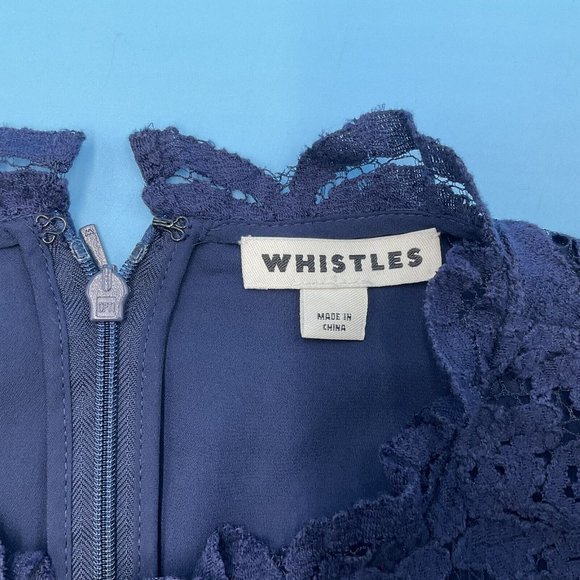 Whistles Women’s Floral Lace Navy Blue Lined Dress Short Sleeve - UK 8 / EU 36 - Picture 3 of 10